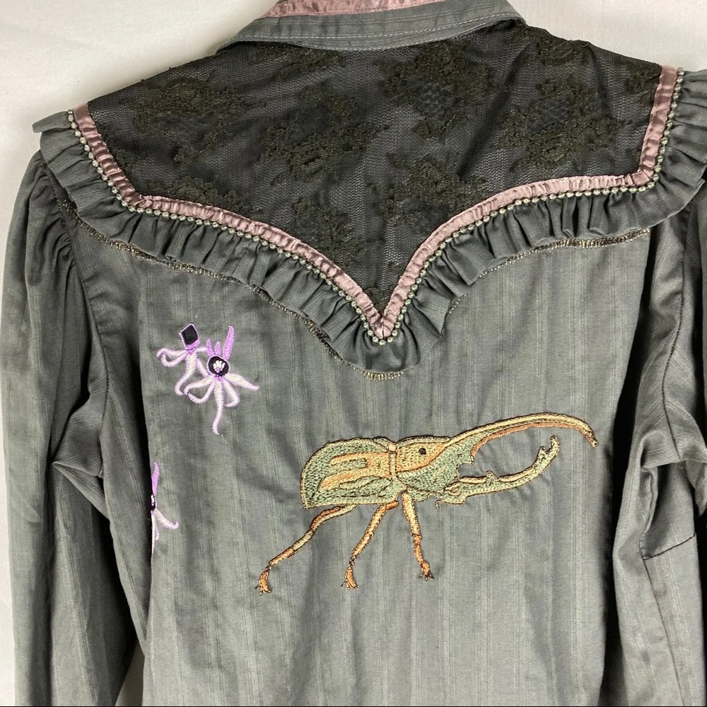 NEW Chatav Ectabit Gray Handmade Western Style Top - Picture 4 of 7